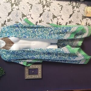 NWT Do Everything in Love Blue Watercolor Caftan